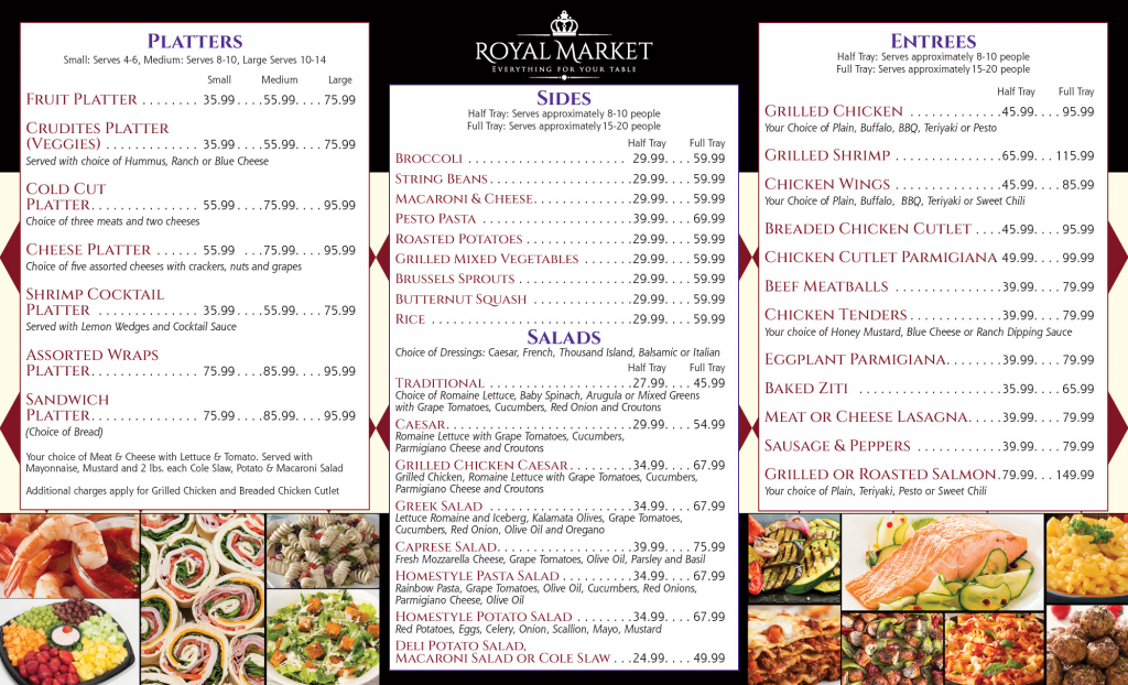 Royal Cater Menu