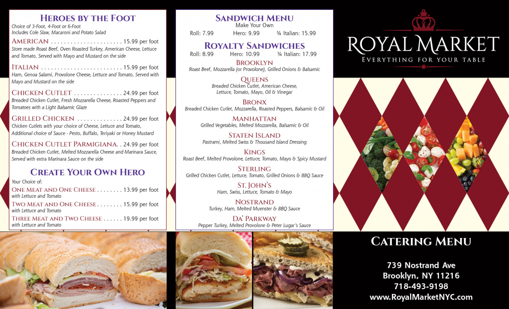 Royal Cater Menu