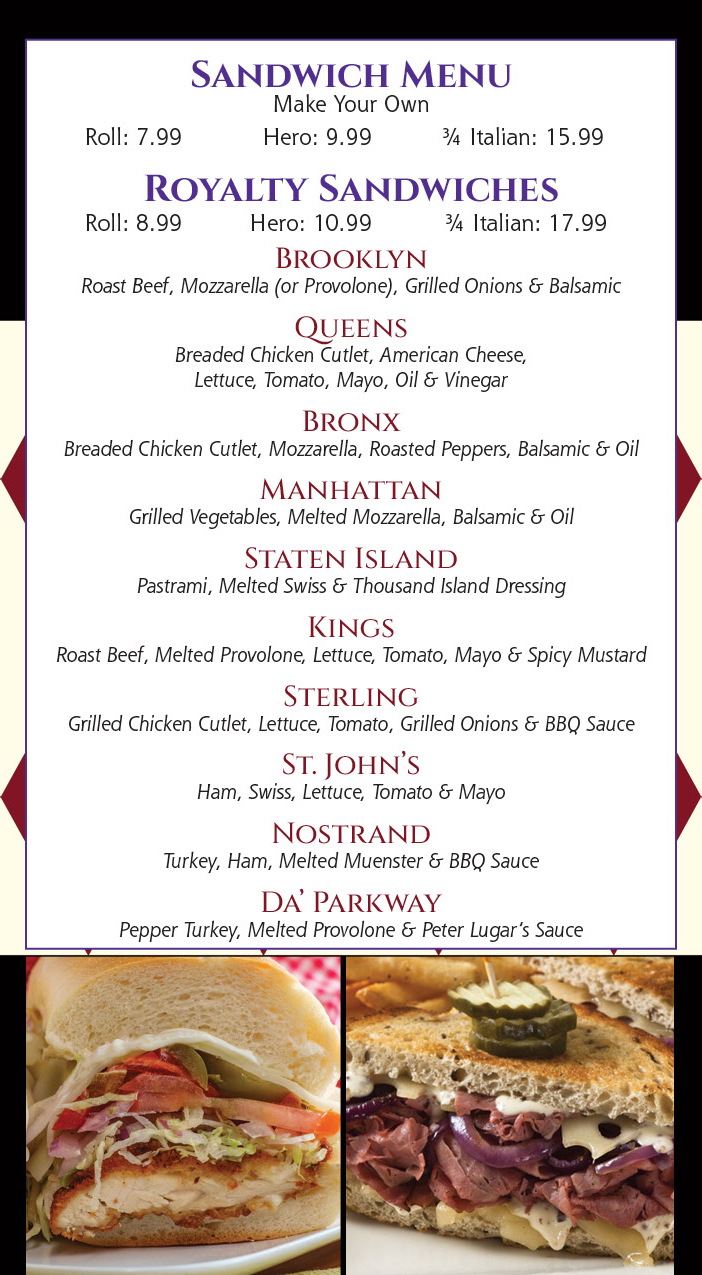 Royal Cater Sandwich Menu